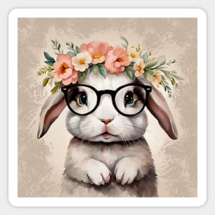 Baby Bunny Wearing Glasses Sticker